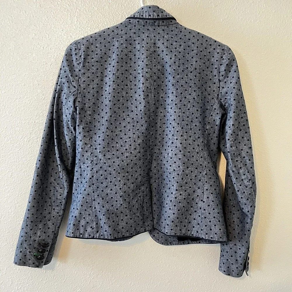 GAP Academy Blazer Jacket Size 0 Blue Polka Dot Chambray Casual Preppy Boho - Picture 3 of 14